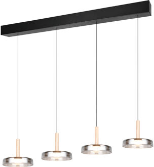 LED Hanglamp - Hangverlichting - Trion Lester - 30W - 4-lichts - Warm Wit 3000K - Dimbaar - Rechthoek - Mat Zwart - Metaal