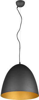 LED Hanglamp - Hangverlichting - Trion Lopez XL - E27 Fitting - 1-lichts - Rond - Mat Zwart/Goud - Aluminium