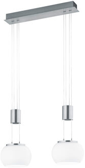 LED Hanglamp - Hangverlichting - Trion Maliba - 16W - 2-lichts - Warm Wit 3000K - Dimbaar - Rechthoek - Mat Nikkel - Zilverkleurig