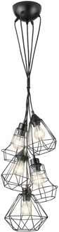 Led Hanglamp - Hangverlichting - Trion Meke - E27 Fitting - Rond - Mat Zwart - Aluminium