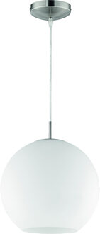 LED Hanglamp - Hangverlichting - Trion Mono XL - E27 Fitting - Rond - Mat Nikkel - Aluminium Zilverkleurig