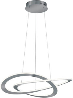 LED Hanglamp - Hangverlichting - Trion Oaky - 52W - Warm Wit 3000K - Dimbaar - Rond - Mat Nikkel - Aluminium Zilverkleurig