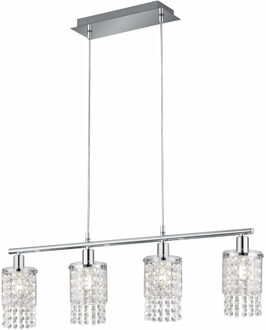 LED Hanglamp - Hangverlichting - Trion Pocino - E14 Fitting - 4-lichts - Rechthoek - Mat Chroom - Aluminium Zilverkleurig