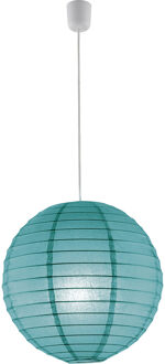 LED Hanglamp - Hangverlichting - Trion Ponton - E27 Fitting - Rond - Mat Turquoise - Papier Blauw