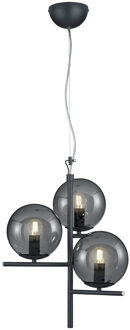 LED Hanglamp - Hangverlichting - Trion Pora - E14 Fitting - Rond - Mat Antraciet - Aluminium Grijs