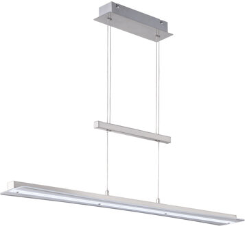 LED Hanglamp - Hangverlichting - Trion Posan - 18W - Aanpasbare Kleur - Dimbaar - Rechthoek - Mat Nikkel - Aluminium Zilverkleurig