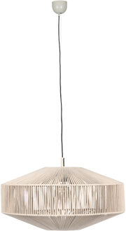 LED Hanglamp - Hangverlichting - Trion Silka - E27 Fitting - 1-lichts - Rond - 61cm - Cremewit - Metaal