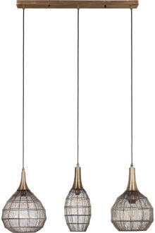 LED Hanglamp - Hangverlichting - Trion Sorana - E27 Fitting - 3-lichts - Rechthoek - Oud Brons - Metaal