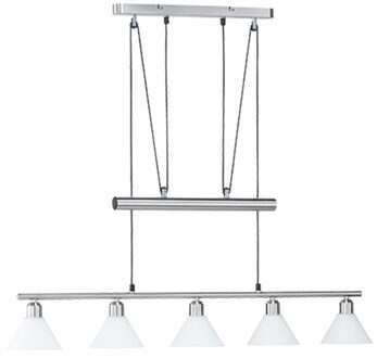 LED Hanglamp - Hangverlichting - Trion Stomun - E14 Fitting - 5-lichts - Rechthoek - Mat Nikkel - Aluminium Zilverkleurig