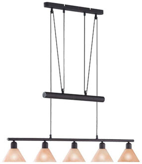 LED Hanglamp - Hangverlichting - Trion Stomun - E14 Fitting - 5-lichts - Rechthoek - Roestkleur - Aluminium Bruin