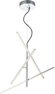 LED Hanglamp - Hangverlichting - Trion Tiraki - 22.5W - Warm Wit 3000K - Dimbaar - Rechthoek - Mat Nikkel - Aluminium Zilverkleurig