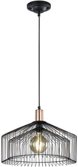 LED Hanglamp - Hangverlichting - Trion Tomno - E27 Fitting - Rond - Mat Zwart - Aluminium Wit