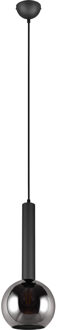 LED Hanglamp - Hangverlichting - Trion Yton - 1x Lichtpunt - E27 Fitting - Rond - Mat Zwart - Metaal
