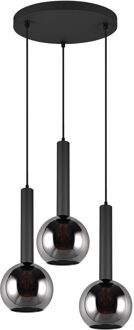 LED Hanglamp - Hangverlichting - Trion Yton - 3 Lichtpunten - E27 Fitting - Rond - Mat Zwart - Metaal