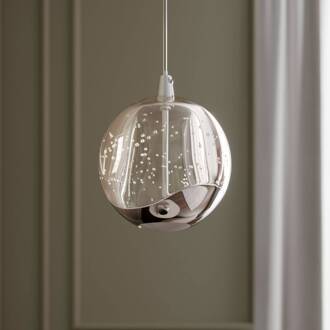 LED hanglamp Hayley, 1-lamp, chroomkleurig, glas helder, chroom