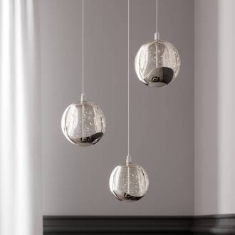 LED hanglamp Hayley, Ø 25 cm, 3-lamps, chroom, glas helder, chroom