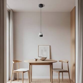 LED hanglamp Hayley, zwart, 1-lamp, glas helder, zwart