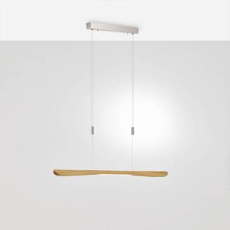 LED hanglamp Hiba, eiken natuur, lengte 118 cm eiken naturel, nikkel mat