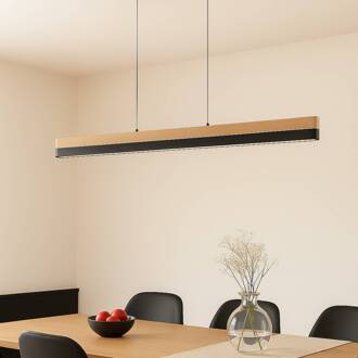 LED hanglamp Holven, hout, CCT, lengte 113 cm hout licht, zwart