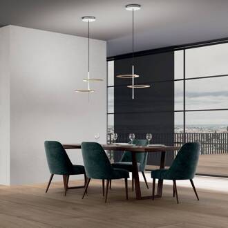 LED hanglamp Hula Hoop S2 - 2 schijven wit, gesatineerd messing