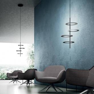 LED hanglamp Hula Hoop S4 - 4 schijven zwart, gesatineerd aluminium