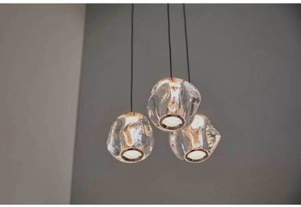 LED hanglamp Ice Ball 3, helder, acryl helder, chroom, zwart