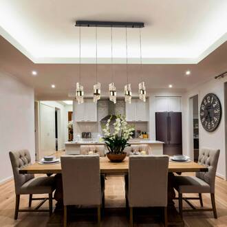 LED hanglamp Iliada, lengte 96 cm zwart/goudkleurig metaal zwart mat, goud