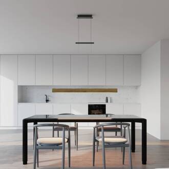 LED hanglamp Inka, licht hout, dimbaar Lengte 116 cm eiken naturel, zwart