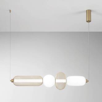 LED hanglamp INKAS, hoogte 90 cm goudkleurig glas/metaal, CCT goud, wit