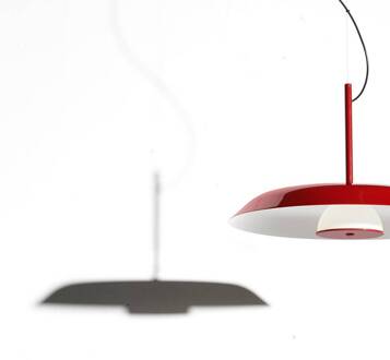 LED hanglamp Iride, Ø 55 cm, rood, metaal, glas