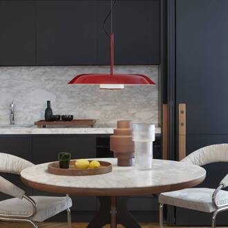 LED hanglamp Iride, Ø 85 cm, rood, metaal, glas