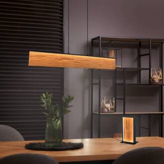 LED hanglamp Kalea, lengte 110 cm, houtkleurig, hout houtkleurig, zwart