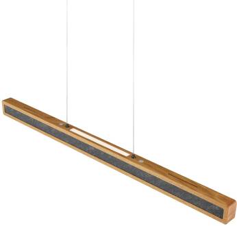 LED hanglamp Karl G, hout/steen, omhoog/omlaag, dimbaar geolied eiken, graniet grijs, mat nikkel geborsteld