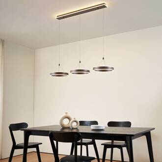LED hanglamp Kolo, 114 cm, 3-lamps, bruin, dimbaar koffie bruin, wit mat