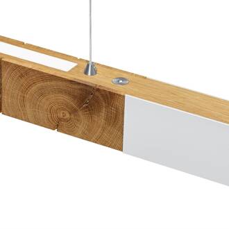 LED hanglamp Lana del bianco, hout, dimbaar wit, geolied eiken