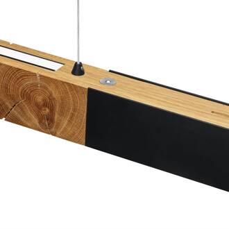 LED hanglamp Lana del nero, hout, dimbaar zwart, geolied eiken