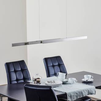 LED hanglamp Lara, 134 cm, uittrekbaar, nikkel mat nikkel