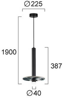 LED hanglamp Leandros, zwart, Ø 40 cm, kunststeen/metaal