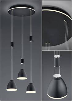 LED hanglamp Leni, 3-lamps, rond, zwart