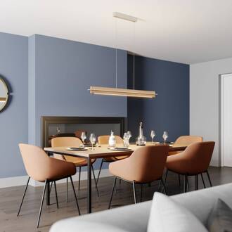 LED hanglamp Lexa, eiken/nikkel, lengte 118 cm eiken naturel, nikkel mat
