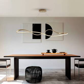 LED hanglamp Lia, goudkleurig, CCT, afstandsbediening, metaal