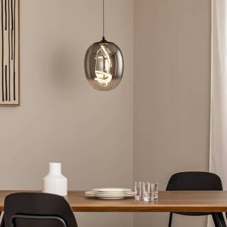 LED hanglamp Lilly, glas, rookgrijs, Ø 28 cm, 4000 K rokerig grijs
