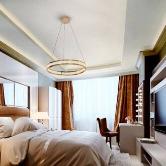 LED hanglamp Lorian, goudkleurig, Ø 60 cm, metaal goud, helder