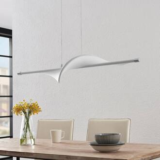 LED hanglamp Lucande Edano, 122 cm, wit, textiel, dimbaar wit, chroom