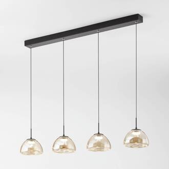 LED hanglamp Lucille, 4-lamps, cognackleurig, CCT zwart, cognac