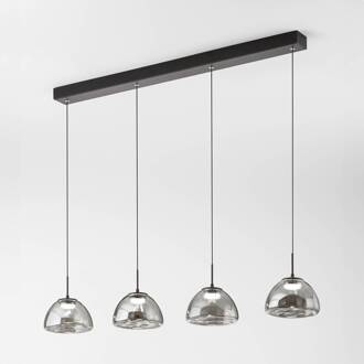 LED hanglamp Lucille, 4-lamps, rookgrijs, CCT, dimmer zwart, rookgrijs