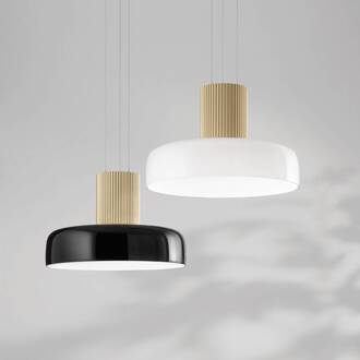 LED hanglamp Lunar, zwart/goud, glas, CCT, dimbaar zwart, mat goud