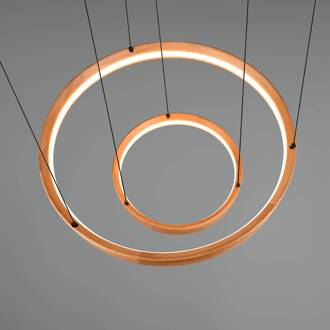 LED hanglamp Lynwood, Ø 60 cm, houtkleurig, hout, 2-lamps.