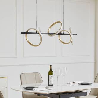 LED hanglamp Madu, zwart, metaal, 92,5 cm lang zwart, goud, wit