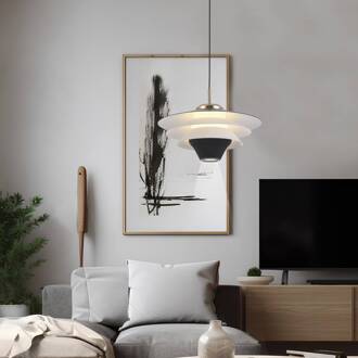 LED hanglamp Manley, zwart/wit, Ø 22 cm, metaal zwart, wit